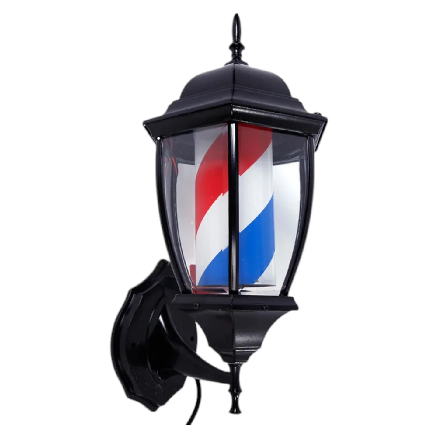 Gabri Lantern Barber Pole Light (Black, Red White Blue Stripes) 50cm
