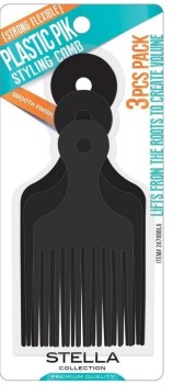 Stella Collection Strong Flexible Plastic Pik Styling Comb 2470BBLA: The Ultimate Tool for Voluminous Curls & Afros