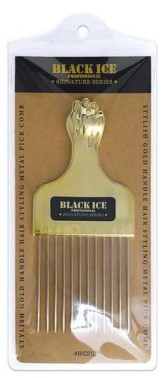Black Ice Professional Signature Series Gold Handle Metal Pick Comb BIC212: Ultimate Tool for Voluminous Curls
