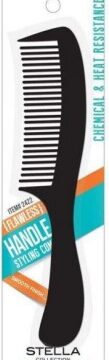 Stella Collection Flawless Handle Styling Comb 2422 packaging showing black ergonomic styling comb