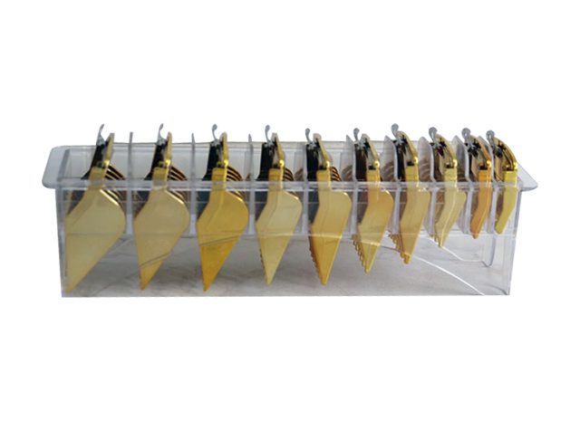 Gold Metal Clipper Guards professional 10-piece attachment set in organizer