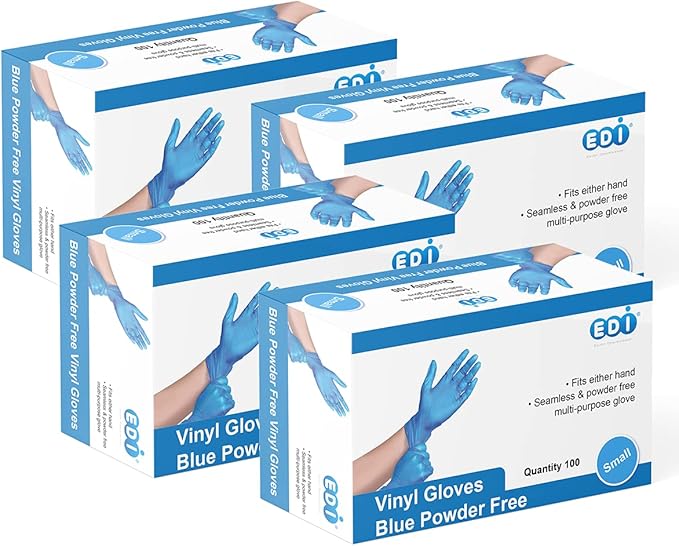 Blue Powder Free Vinyl Gloves – SMALL