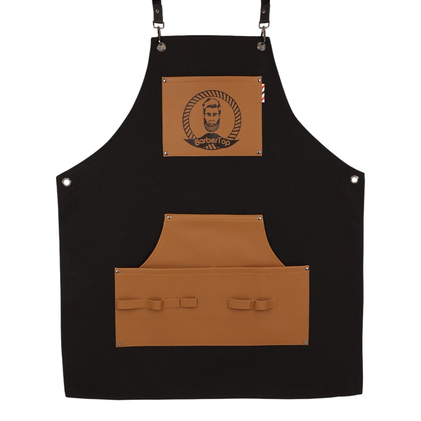 Professional Barber Apron by BarberTop in Black and Tan Leather