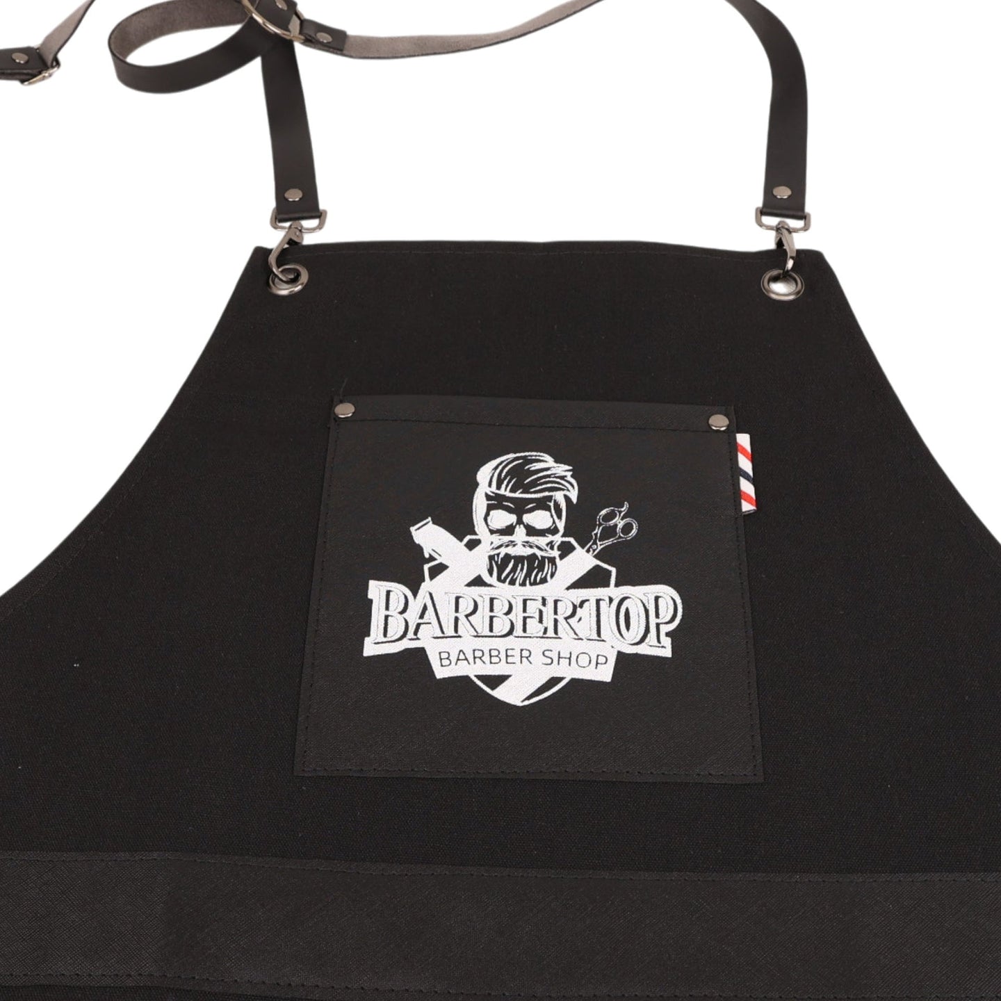 Professional Barber Apron with Barbertop logo and leather straps