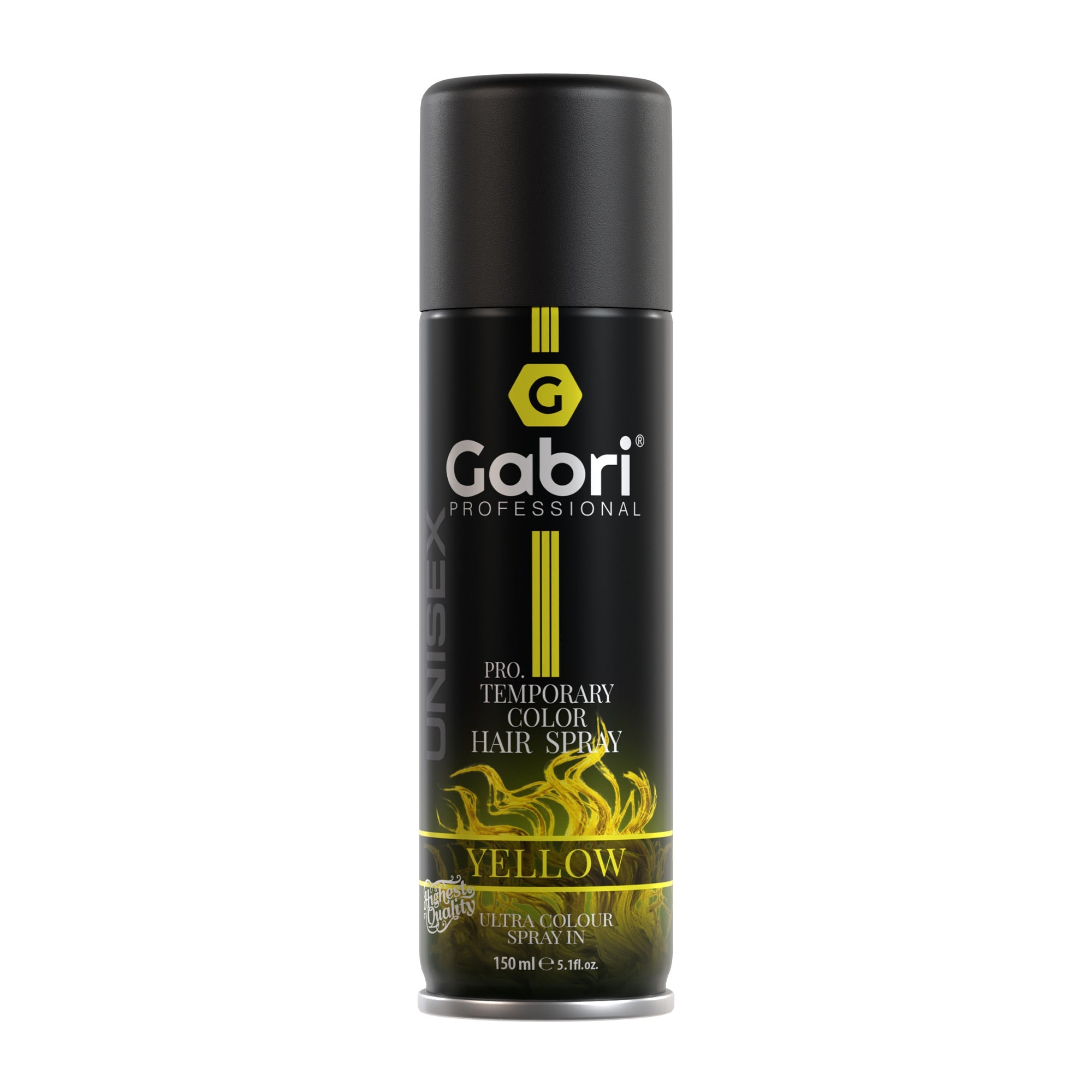 Gabri Professional Pro Temporary Hair Colour Spray Yellow 150ml: Instant Bright Colour for Bold Creative Styling
