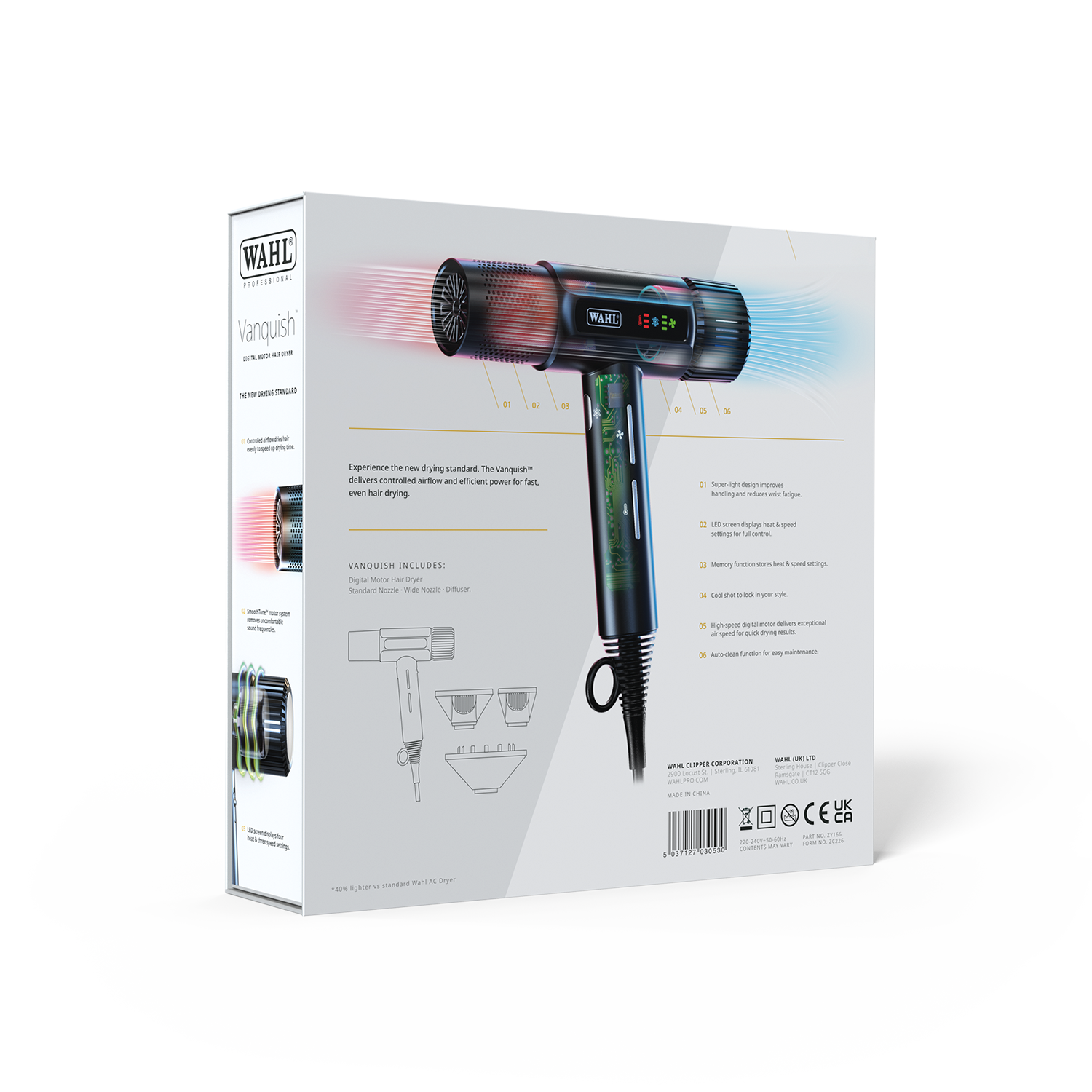 Wahl Vanquish Hair Dryer Grey – 1 Elite 1600W Professional Digital Styling Powerhouse